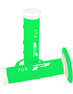 Poignées Offroad Double Density 791 Closed End White / Fluo Green PRO GRIP PA079100BIVF