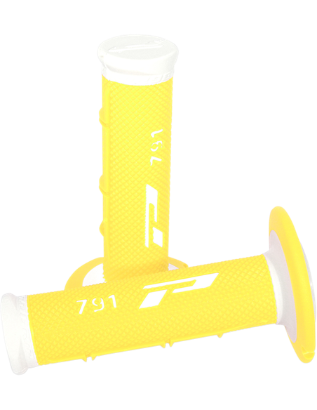 Poignées Offroad Double Density 791 Closed End Blanc / Jaune Fluo PRO GRIP PA079100BIGF