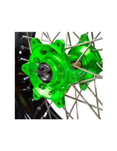 Haan Wheels complete wheel black rim 17-5.00 green hub 1 26009/3/7