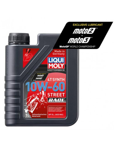 Garrafa de 1L óleo Liqui Moly 100% sintético 4T Synth 10w-60 Race