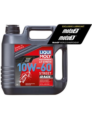 Garrafa de 4L óleo Liqui Moly 100% sintético 4T Synth 10W-60 Race