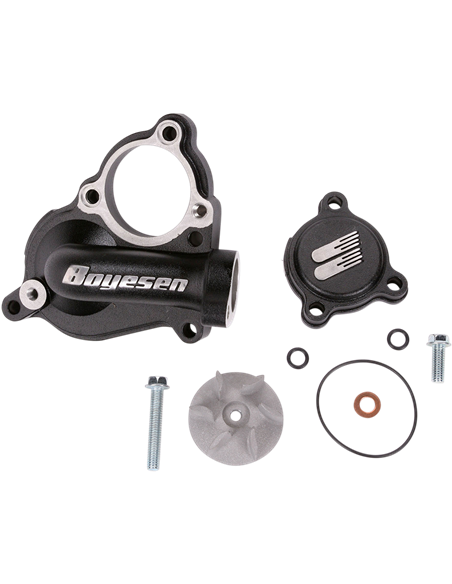 Kit de tapa i hèlix de bomba d'aigua Supercooler Boyesen alumini negre WPK-17B