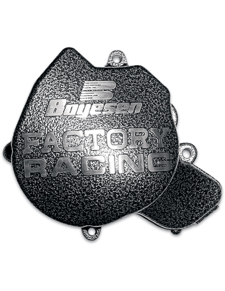 Tapa de encendido de aluminio Boyesen Factory Racing color plateado - negro SC-44