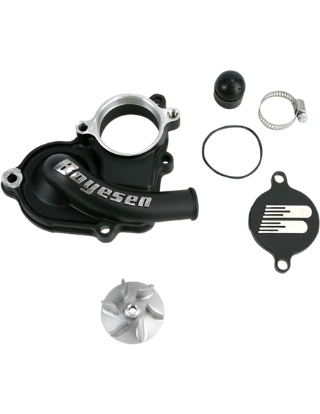 Kit de hélice e tampa da bomba de água Boyesen Aluminum Black Supercooler WPK-26AB