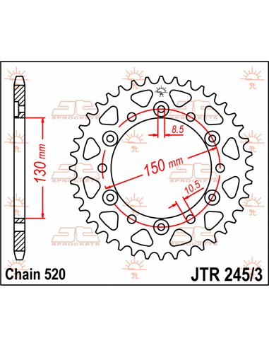 Corona JTR245/3.47  47 dientes 520 PITCH NATURAL C49 HIGH CARBON STEEL