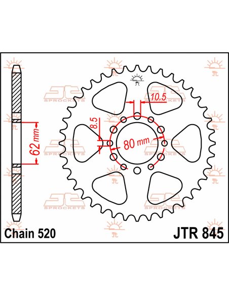 Couronne JTR845.40 40 dents 520 PAS ACIER NATUREL