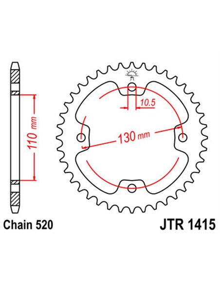 Rear sprocket JTR1415.36 36 teeth 520 PITCH NATURAL C49 HIGH CARBON STEEL