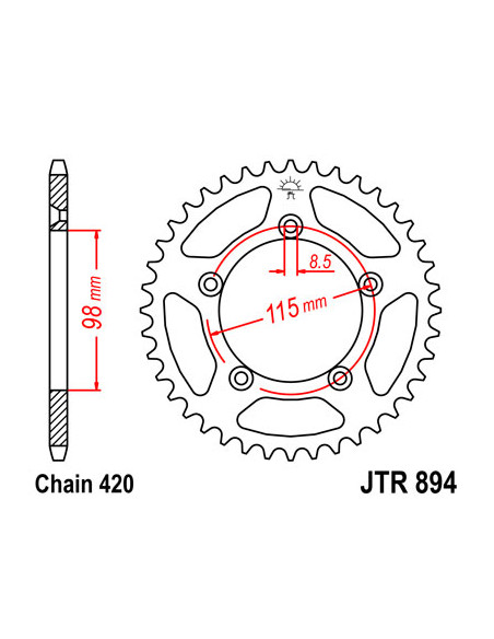 Corona JTR894.48ZBK 48 dents 420 PITCH BLACK C49 HIGH CARBÓ STEEL