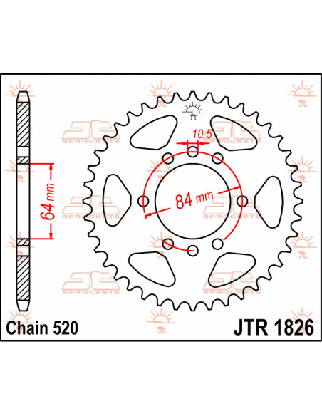 Couronne JTR1826.37 37 dents 520 PITCH BLACK C49 HIGH CARBON STEEL
