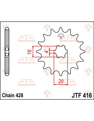 Piñón d'atac JTF416.13 13 dents 420 PITCH NATURAL STEEL