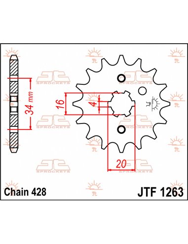 Piñón de ataque JTF1263.17  17 dientes 428 PITCH NATURAL CHROMOLY STEEL ALLOY