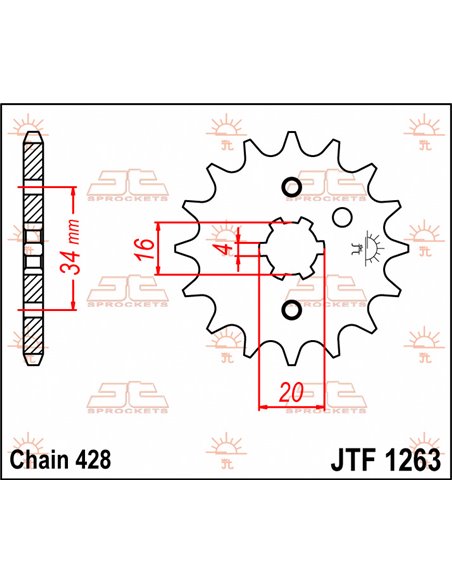 Front drive sprocket JTF1263.17 17 teeth 428 PITCH NATURAL CHROMOLY STEEL ALLOY
