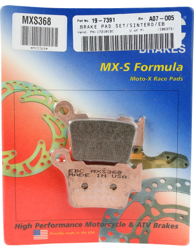 Pastillas de freno de competición sinterizadas Metal EBC MXS368