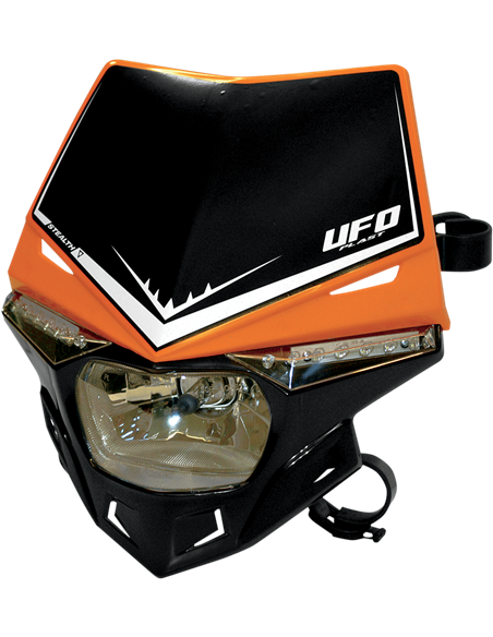 Suporte de farol Stealth (12V-35W e Led) UFO-Plast PF01715F-001 de duas cores laranja-preto