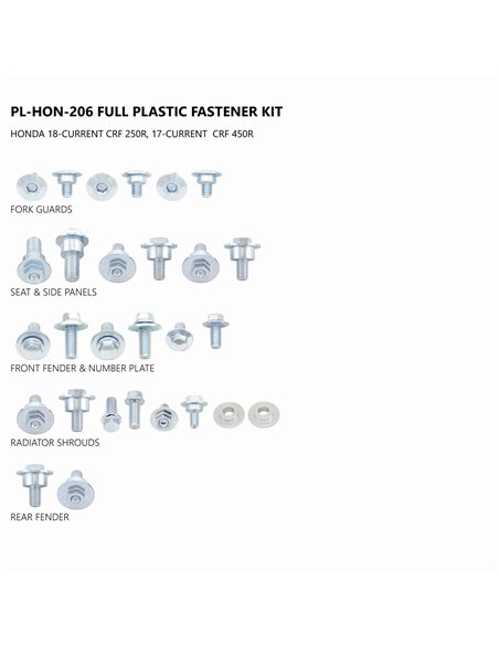 Kit de vis pour plastiques Crf250 18-20 Ac02433 UFO-Plast