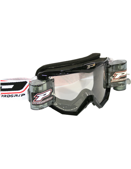 Masque Motocross Mx / Enduro Avec Roll Off Black 3208 Verre Transparent PRO GRIP 3201RONE