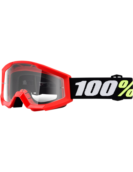Gafas de motocross 100 % Strata Mini Grom Rojo con cristal transparente 50600-003-02