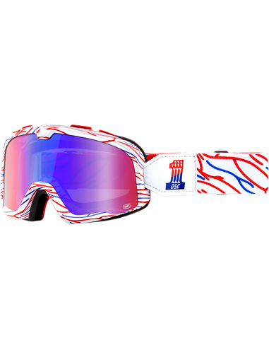 100 % Barstow Death Spray Customs Racing Goggle W/ EspejNaranjaNaranja Red/Blue Lens 50002-298-02