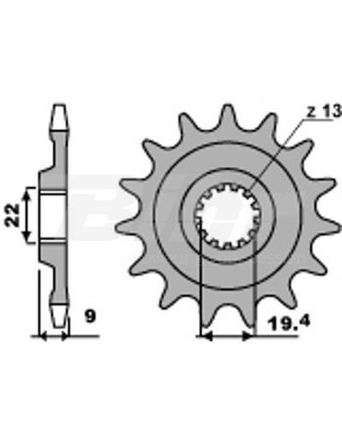 Roda dentada PBR 13 dentes passo padrão de aço 520 tipo 2259 Suzuki RMZ250