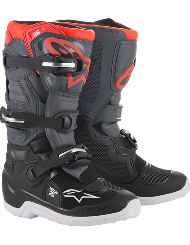 Bottes Motocross Alpinestarss Tech 7S Gris clair | Gris foncé | Orange rouge fluo. 7