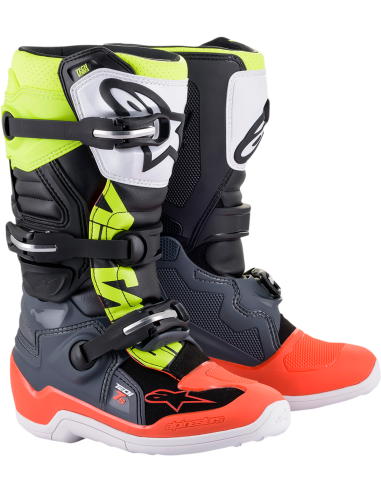 Botas de motocross Alpinestarss Tech 7S cinza / vermelho / amarelo 4