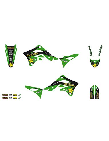 Kit de decalque com capa de assento Rockstar kxf Blackbird Racing 8420l