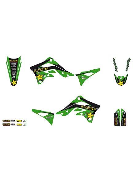 Kit de decalque com capa de assento Rockstar kxf Blackbird Racing 8420l
