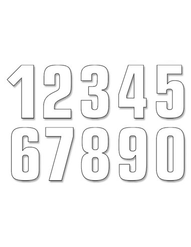 Numbers #0-9 16X7Cm Wh Blackbird Racing 5048/10/0-9