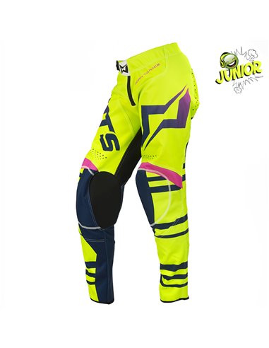 Pantalons de motocròs infantil Mots X-JUNIOR Groc fluor Talla S-6 anys MT3620SY