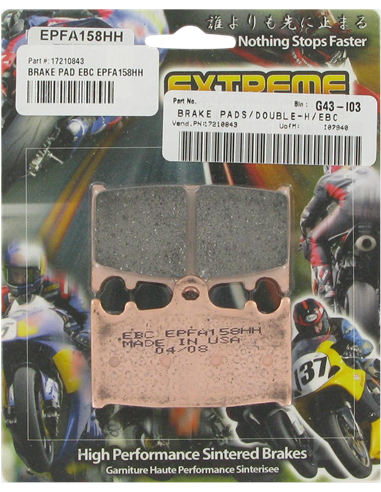 Brake Pad Epfa-Hh Series Sintered Metal EBC EPFA185HH