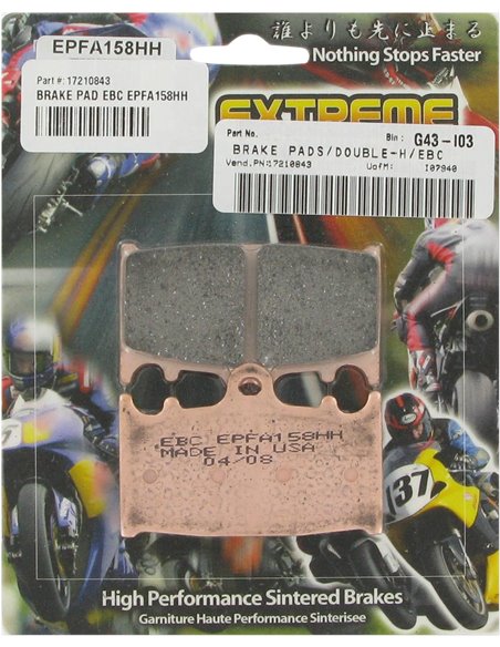 Brake Pad Epfa-Hh Series Sintered Metal EBC EPFA185HH