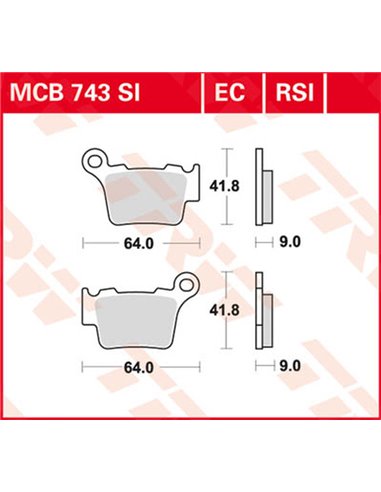 Pastillas de freno sinterizadas offroad serie SI TRW MCB743SI