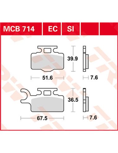 Pastillas de freno sinterizadas offroad serie SI TRW MCB714SI