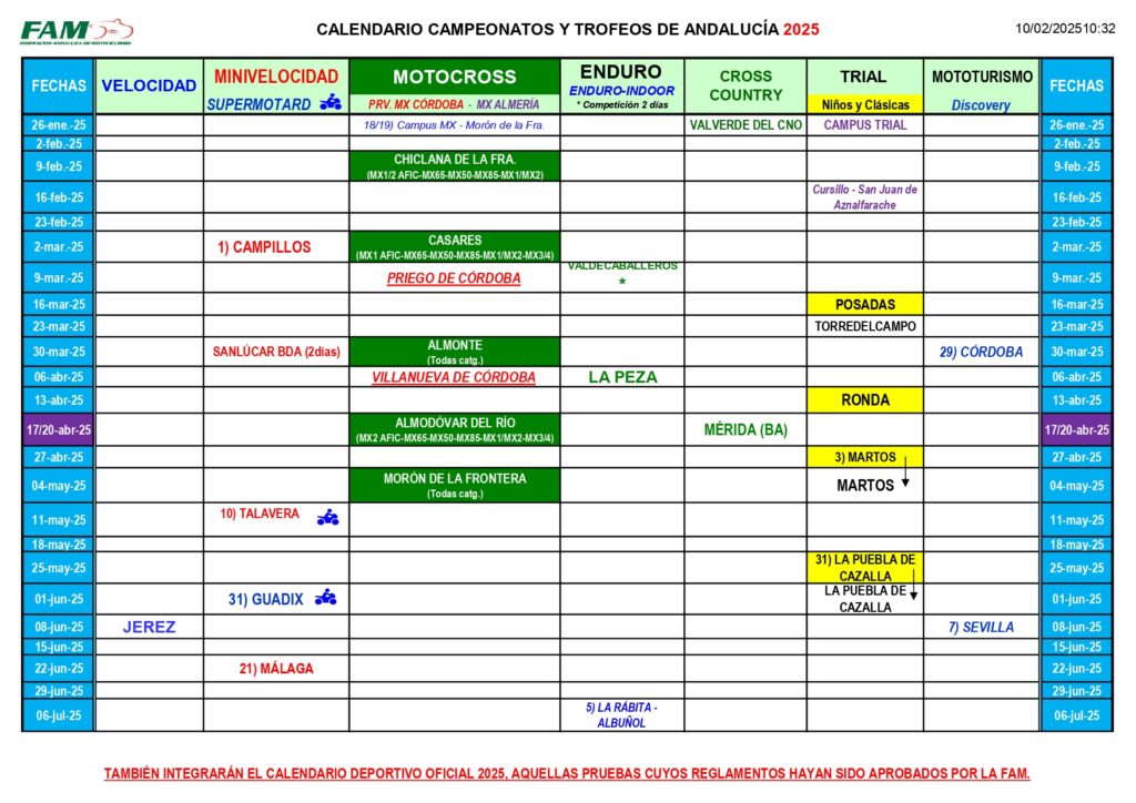 PRESENTADO EL CALENDARIO DEPORTIVO OFICIAL 2025 DE LA FAM – FAM