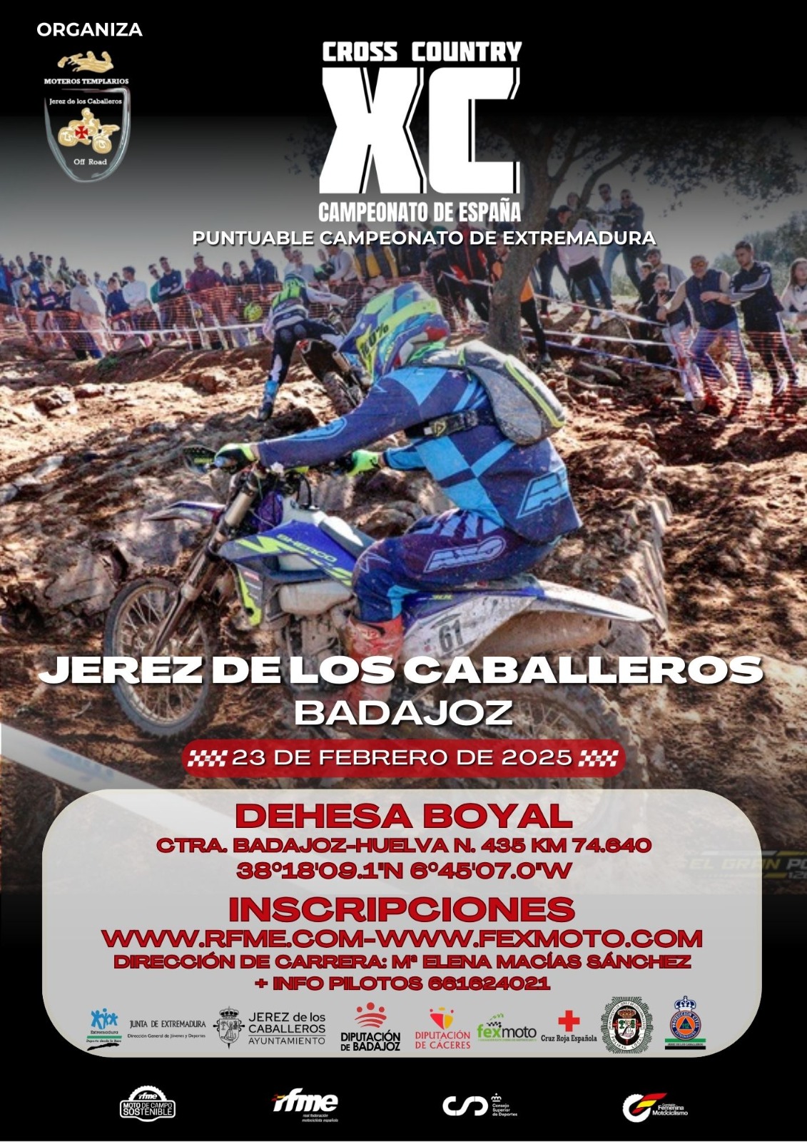 1ª Prueba del Campeonato de Extremadura de Cross Country en Jerez de los Caballeros, y 3ª Prueba del Campeonato de España, el 23 de febrero de 2025.