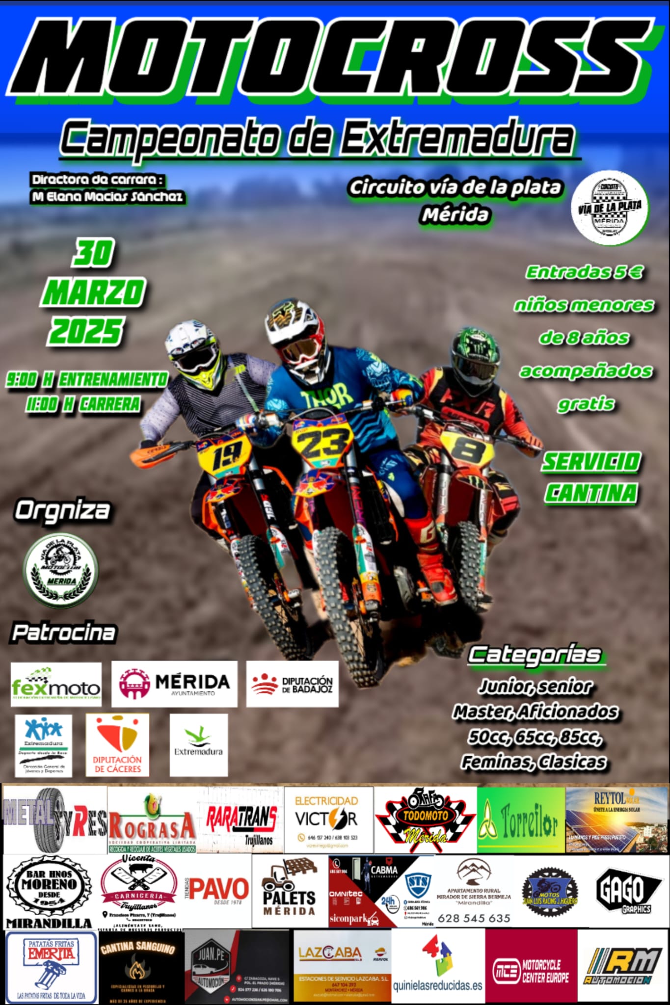 2ª Prueba del Campeonato de Extremadura de Motocross en Mérida, circuito Vía de la Plata el 30 de marzo.