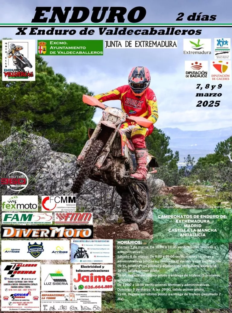 1ª y 2ª Prueba del Campeonato de Extremadura de Enduro en Valdecaballero, los días 08 y 09 de marzo.